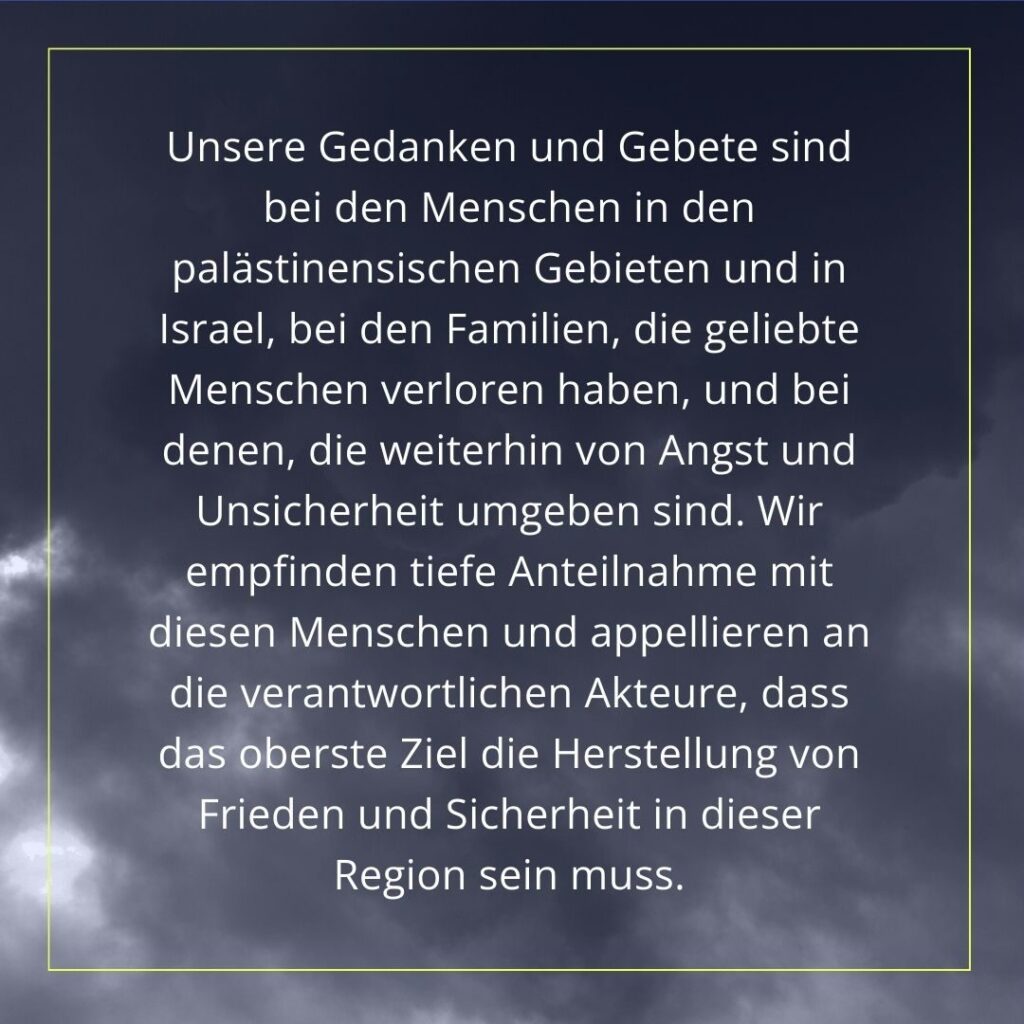Textgrafik mit einem Auszug aus der Stellungnahme des Rats der Religionen zum Leid im Nahen Osten