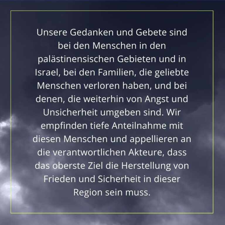 Textgrafik mit einem Auszug aus der Stellungnahme des Rats der Religionen zum Leid im Nahen Osten