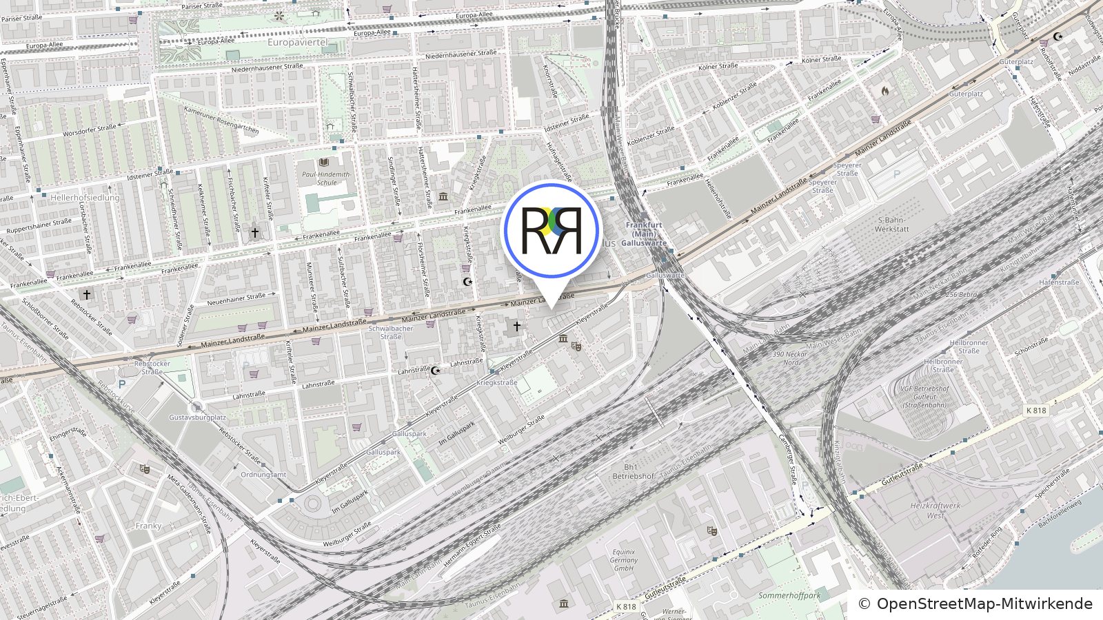 Karte: Rat der Religionen Frankfurt, Mainzer Landstraße 293, Frankfurt am Main